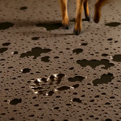 An image featuring a muddy forest floor with diverse animal tracks, including deep hoof prints from a deer, delicate bird footprints, and distinctive paw imprints of a fox, revealing the hidden stories of their movements and behaviors