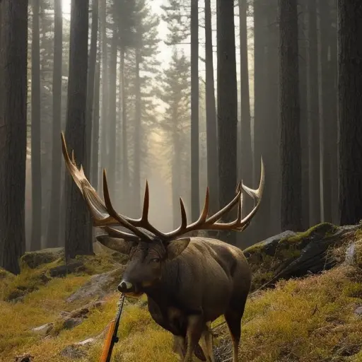 An image that showcases a skilled hunter, respectfully crouched amidst a pristine forest, carefully selecting only the necessary prey, exemplifying the ethical principle of hunting for sustenance rather than sport